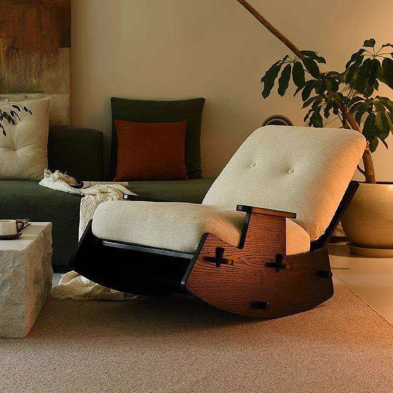 实木摇摇椅单人躺椅家用阳台复古风休闲椅可睡可躺客厅懒人沙发椅