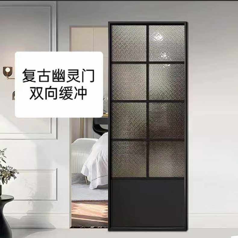 铝合金极窄厨房推拉门浴室客厅玻璃隔断移门单扇隐形无轨道幽灵门