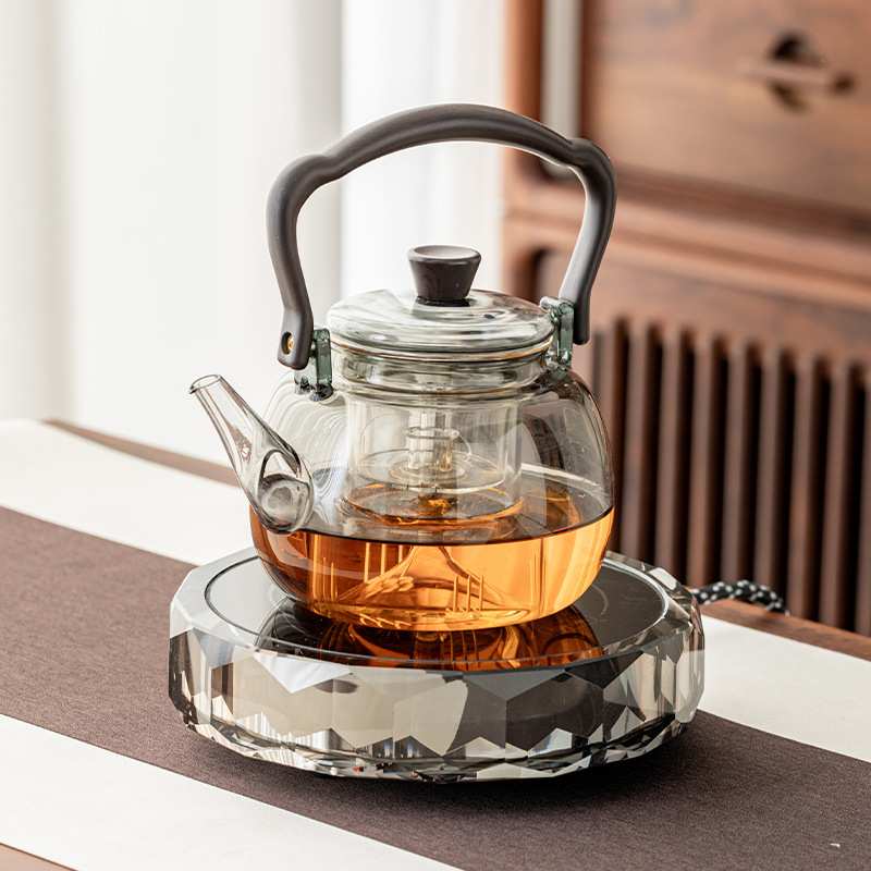 电陶炉家用蒸煮养生玻璃提梁茶壶套装高颜值轻奢水晶煮茶炉烧水炉