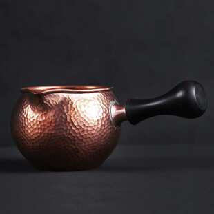 纯手工紫铜公道杯分茶器铜茶海 木侧把复古公道杯铜茶具配件家用