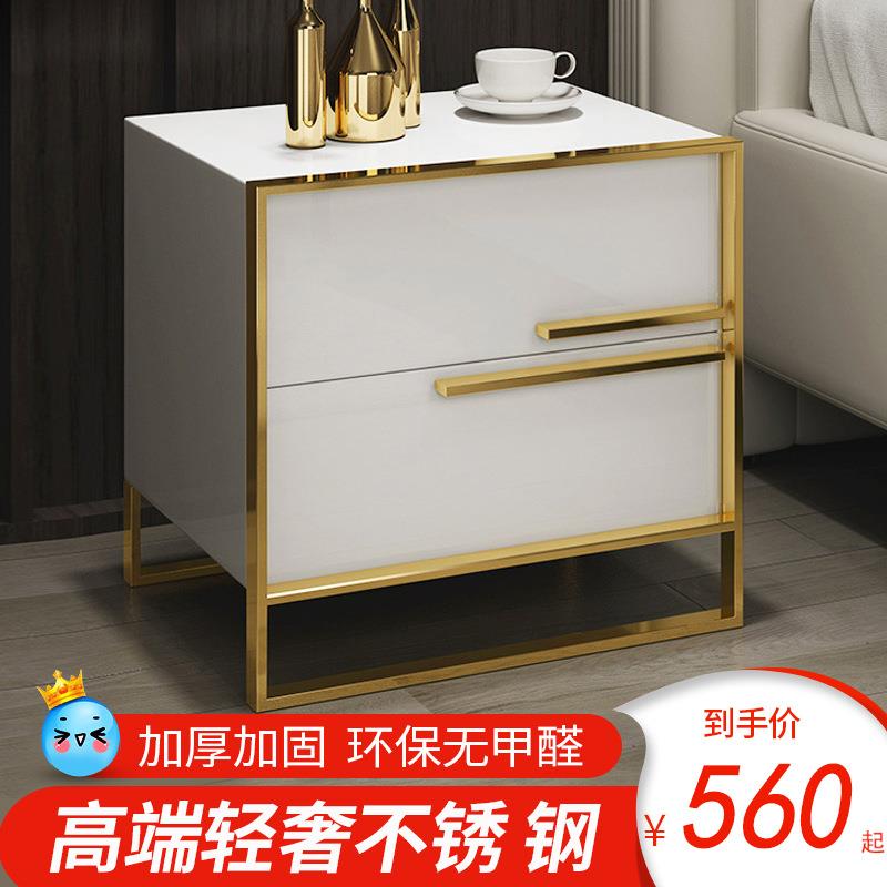 BER02#北欧轻奢床头柜简约后现代时尚创意烤漆不锈钢床头柜卧室收