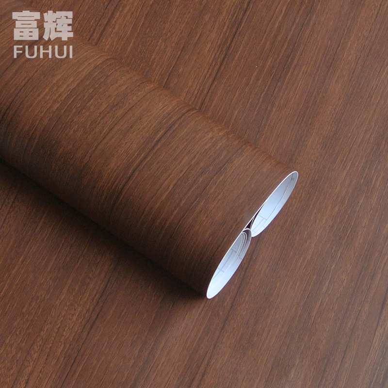 棕色木纹膜自粘墙纸电器展柜贴纸家具翻新加厚防水阻燃波音软片