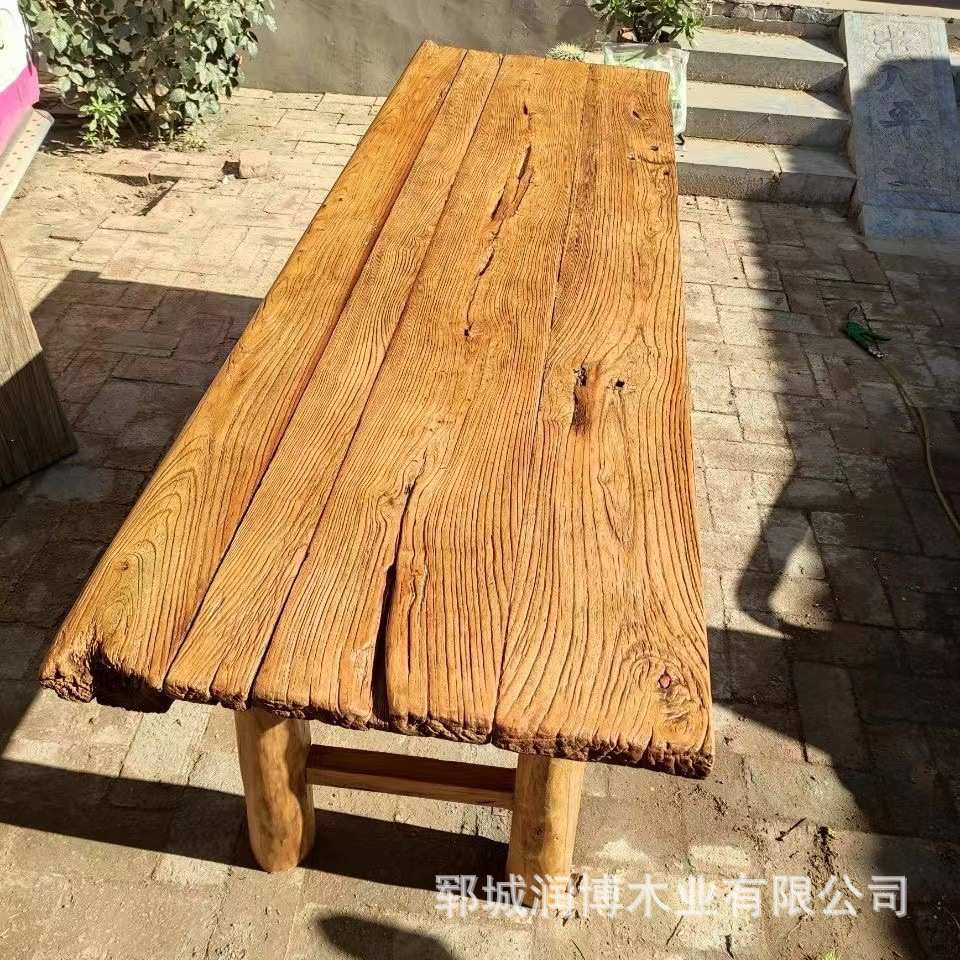老榆木门板旧木头复古怀旧风化木板原木老门板茶桌茶台吧台板出售