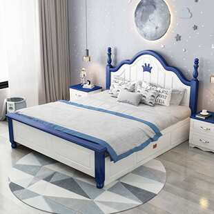 新款家用实木床女孩公主床1.5m男孩儿童床1.2m单人床青少年学生床