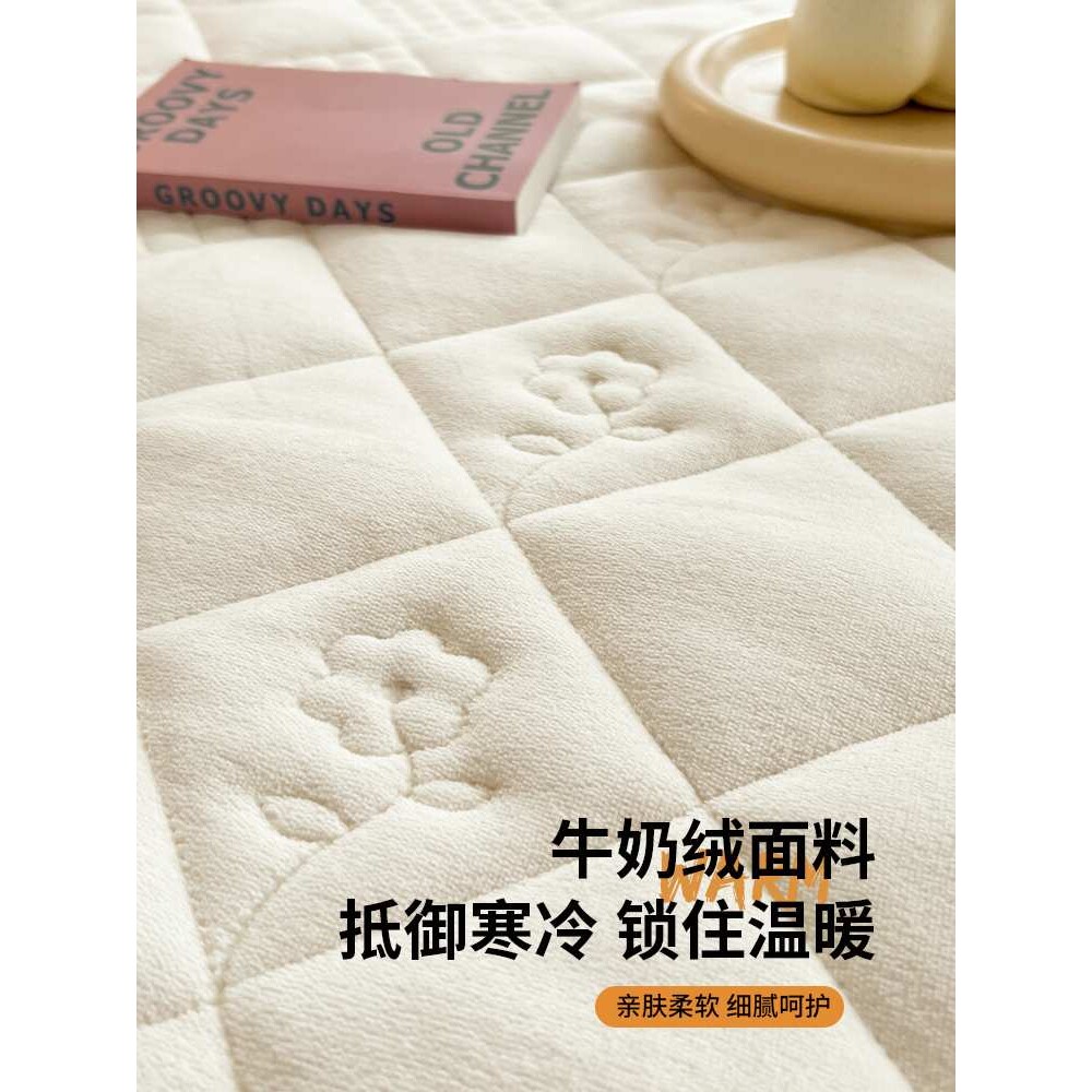 牛奶珊瑚绒夹棉床裙单件2023新款冬季席梦思床垫保护套罩防尘床笠