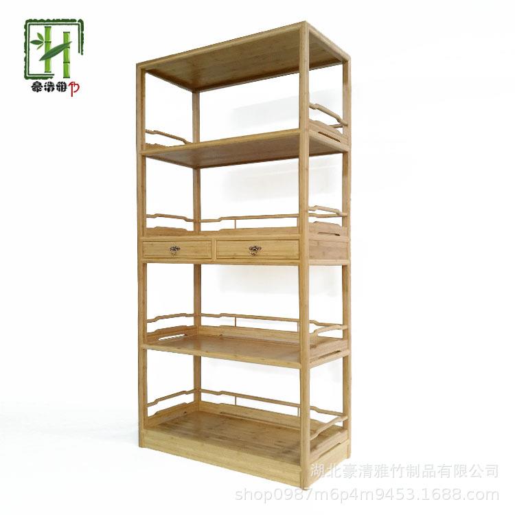 立豪竹家具厂加工竹木制博古架新中式竹木茶柜竹木多宝阁竹茶架