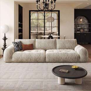 芭丝曼雪尼尔新款意式云朵沙发简约直排奶油风小户型布艺客厅沙发