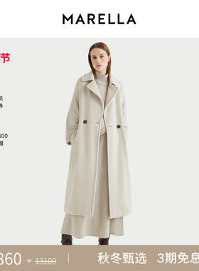 MARELLA 2025秋冬English款翻领双排扣绵羊毛毛呢外套3016145202