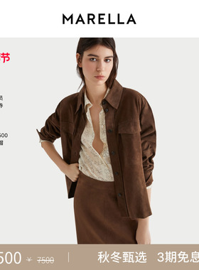 MARELLA 2025秋冬女装短款衬衫领皮衣夹克外套3446045102