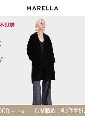 MARELLA 2025秋冬女装翻领系带大衣绵羊毛毛呢外套3016105202