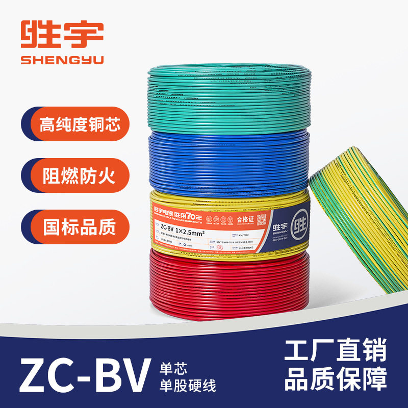 广东胜宇电缆ZC-BV1.5/2.5/4/6平方多股软线家装电线国标阻燃铜芯