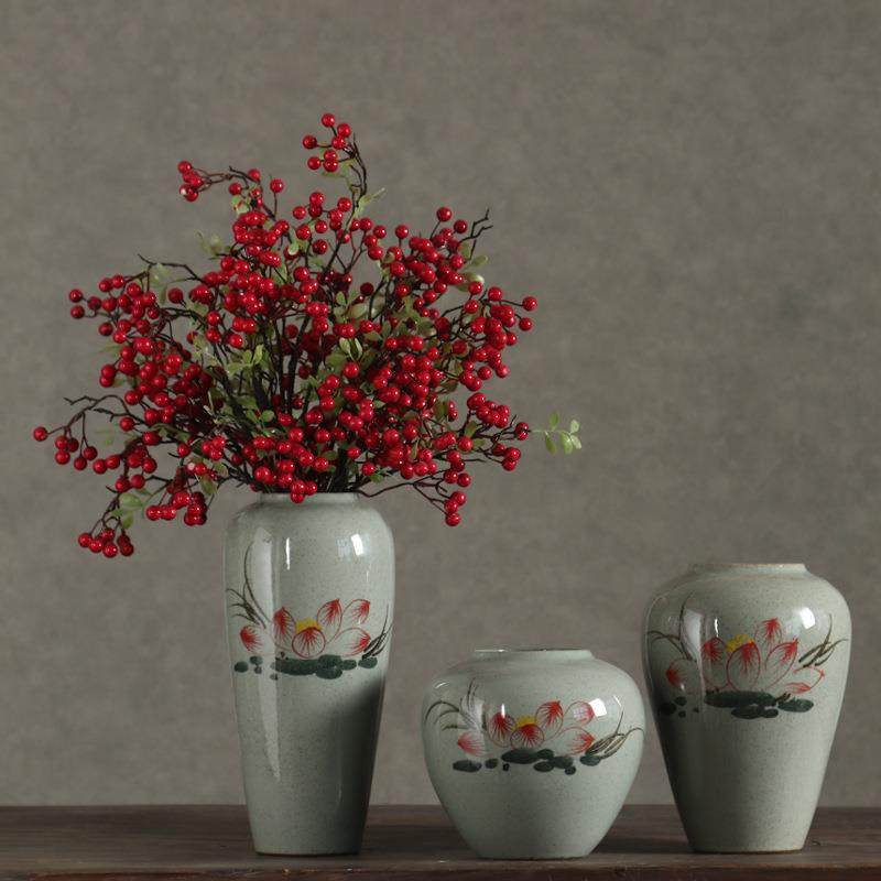 陶瓷手绘花瓶鲜花干花水培花器复古文艺粗陶餐桌家居摆件书房中式,纺织面料/辅料/配套,纺织机械配件,淘宝优惠券,粉丝福利购,淘宝优惠卷