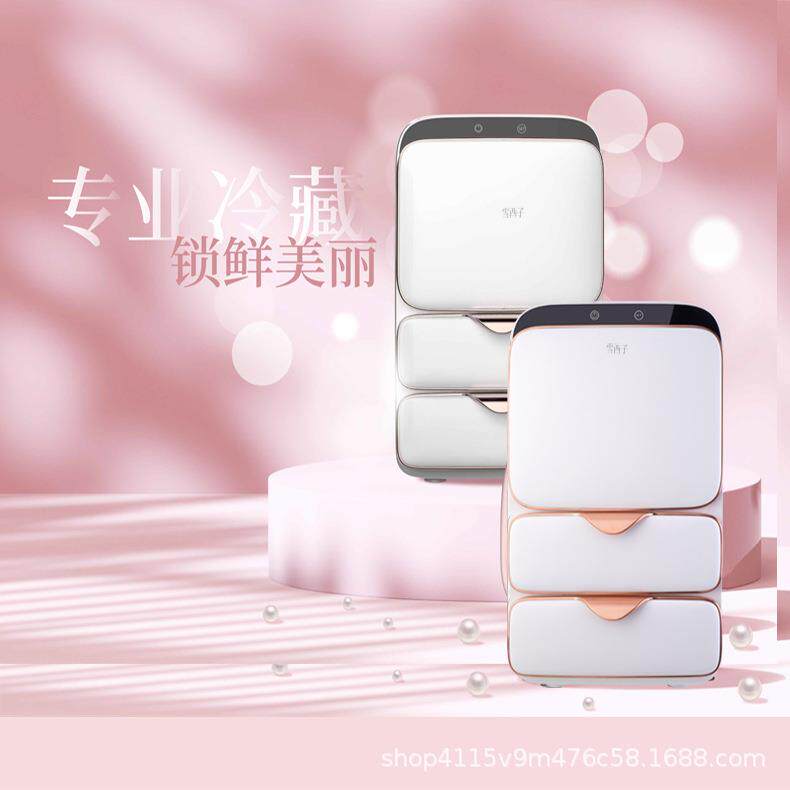 雪西子大容量美妆冰箱护肤品迷你冷藏化妆收纳抽屉式可调温度数显