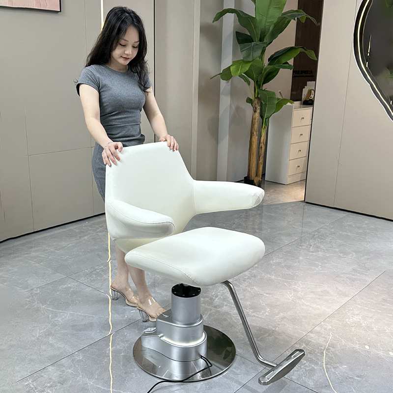 轻奢理发店发廊升降椅子不锈钢大圆盘底座美发椅剪发烫发染发专用