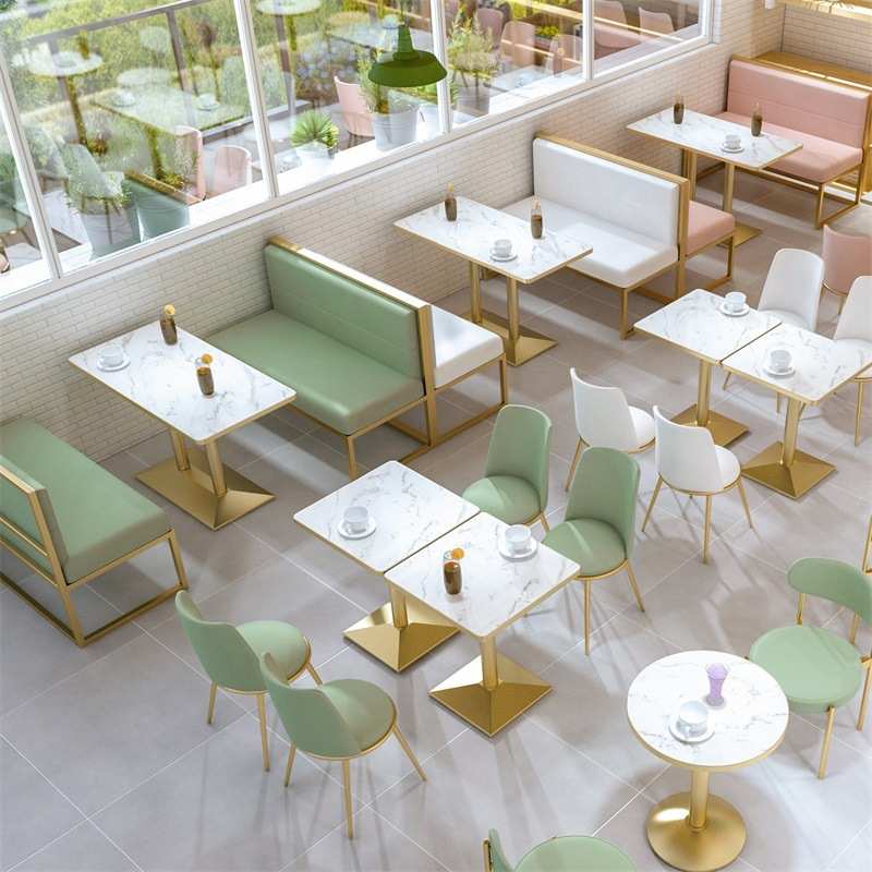 JMYDY-039#奶茶店桌椅组合甜品咖啡厅炸鸡汉堡店铁艺卡座沙发快餐