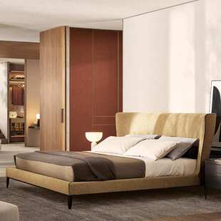 意式极简Gentleman布艺床现代轻奢绅士双人床别墅大平层主卧床