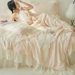 水洗棉公主风夏被四件套放心裸睡母婴级产品宝宝啃咬柔软活性印染