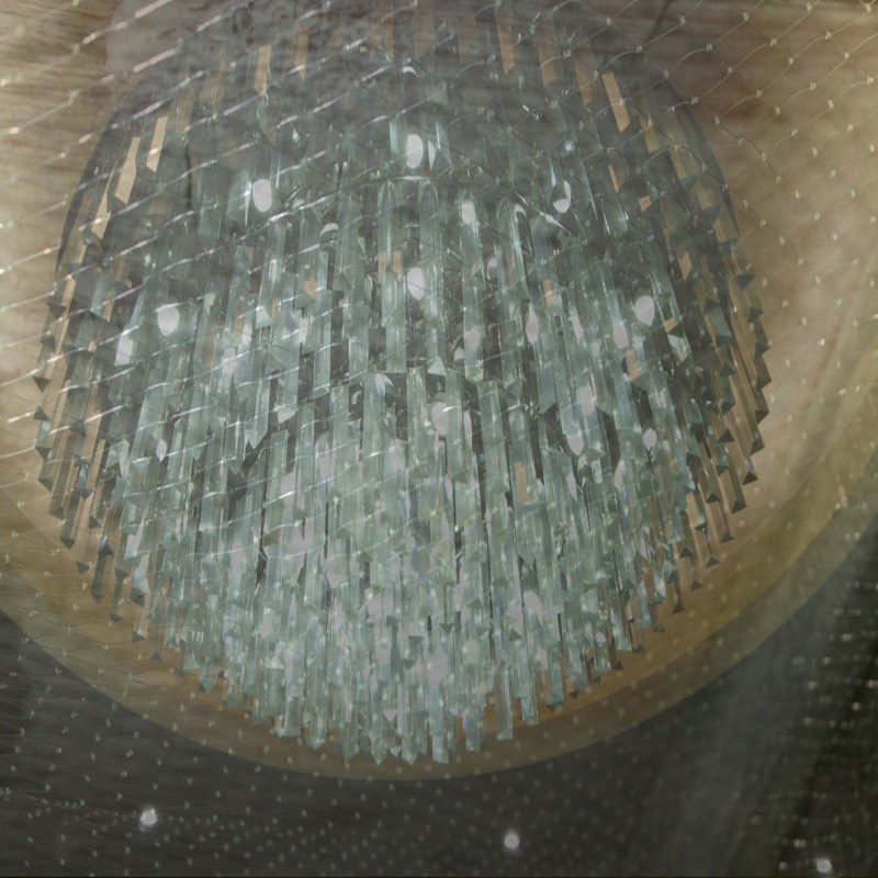 直播带货水晶灯防护网 吸顶吊灯透明防坠网 玻璃灯饰隐形安