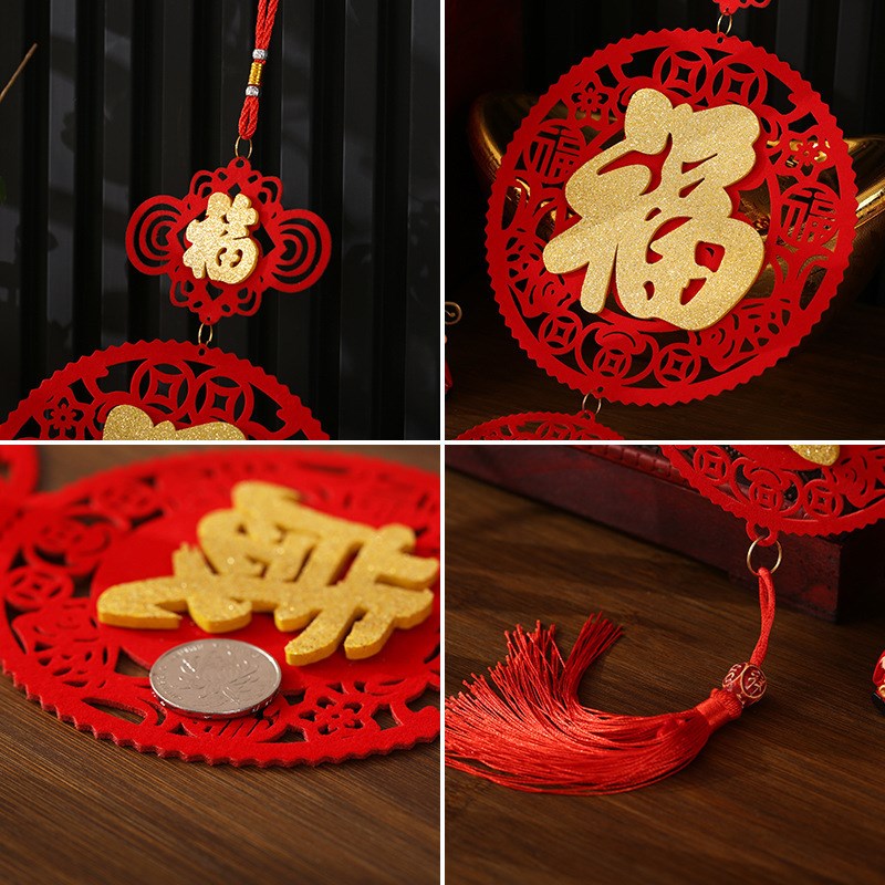 2025年蛇年春节对联家用过年春联客厅卧室装饰门联绒布剪纸福字贴