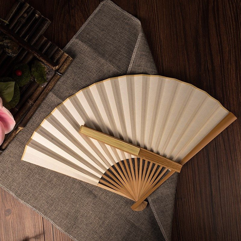 95寸18方纯手工扇子文玩折扇玉竹扇骨暗钉扇子宣纸扇空白扇面包邮