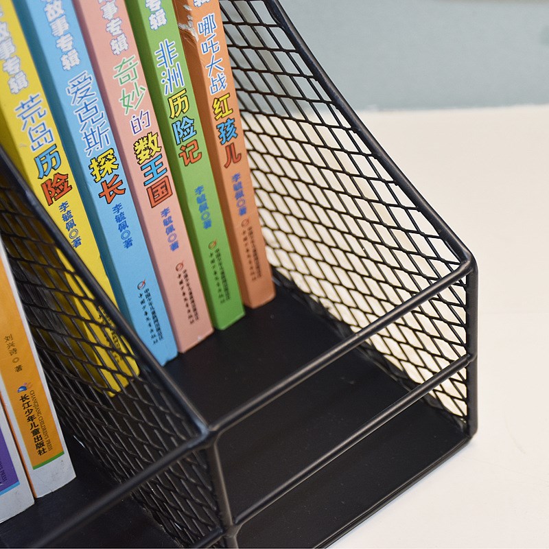 创意铁艺桌面收纳架书架文件座杂志收纳盒办公用品置物架书立框