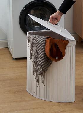 纳白色竹折叠三角脏衣编酒店毛巾桶浴巾编织收FYR纳筐篓家用收篮