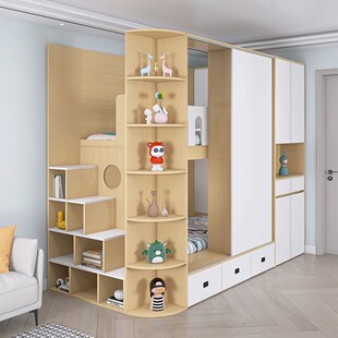 小户型客厅隔断上下床多功能衣柜鞋柜一体储物床门厅改造小房间床