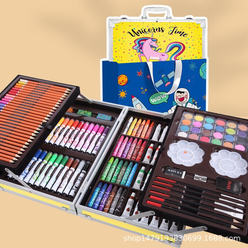 儿童学习文具套装绘画笔套装画画工具小学生水彩马克笔200件铝盒