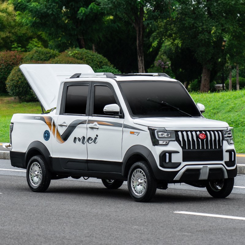 新能源电动四轮皮卡车全封闭货箱双排客货油电两用货车老头乐汽车