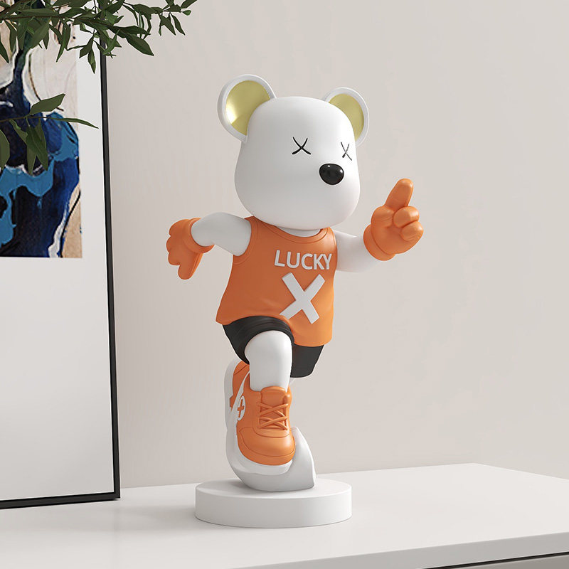lucky熊摆件桌面装饰玄关酒柜工位可爱办公室小工艺品家居展示柜