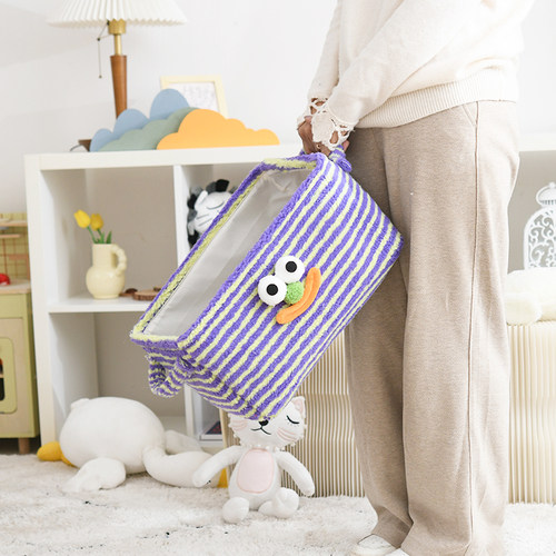 筱原可爱多巴胺收纳筐小怪兽玩具桌面零食收纳篮儿童房毛绒整理箱