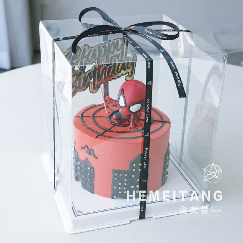 二合一全透明生日蛋糕盒子包装盒6寸8寸10寸加高双层网红抖音烘焙