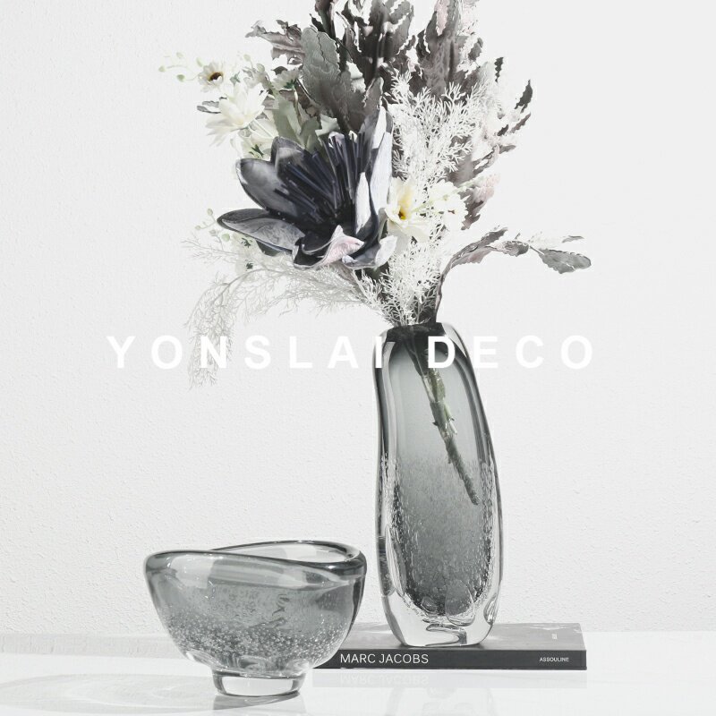 极简现代玻璃花瓶插花器家居软装饰品样板房间书房餐桌面艺术摆件