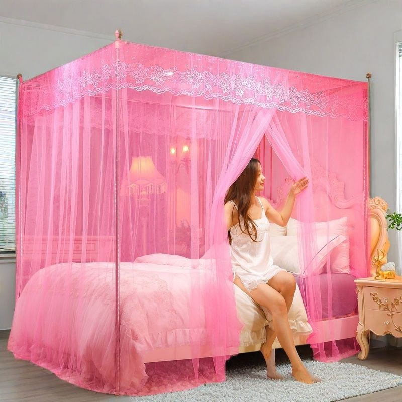 新款宫廷开门蚊帐家用公主2025落地1.8支架加密加厚卧室
