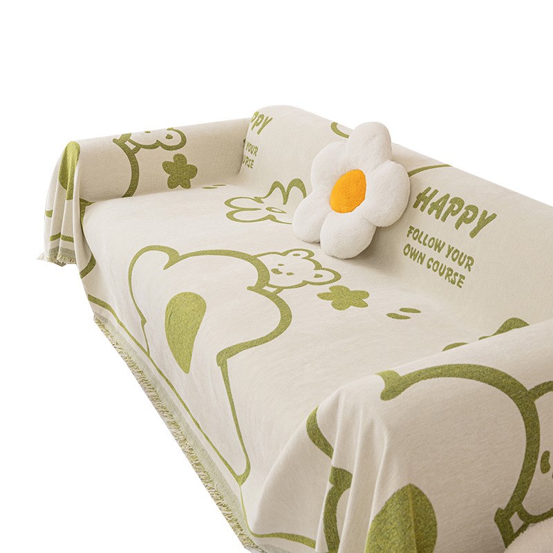 新款沙发盖巾四季通用雪尼尔提花沙发罩全包盖布高级感印花沙发布