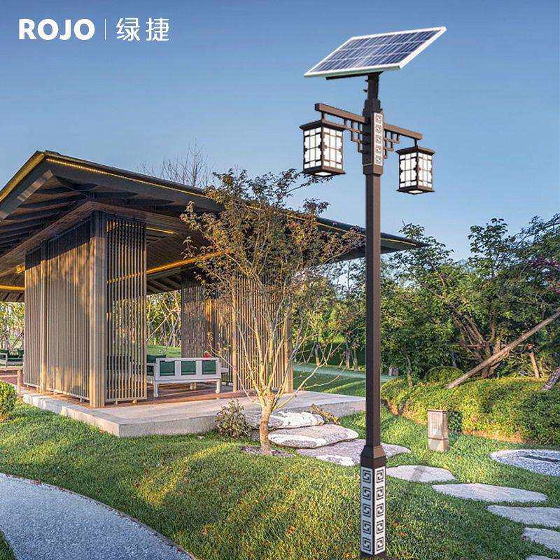 太阳能仿古庭院灯户外防水新中式景观灯公园小区双头灯led道路灯