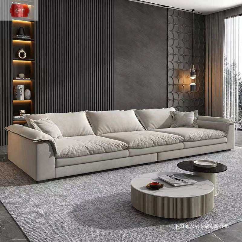 客厅超宽大坐深布艺沙发猫爪皮沙发科技布小户型直排贵妃椅沙发