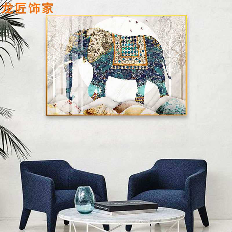 龙匠饰家创意北欧晶瓷电表箱画客厅铝合金挂画样板间有框画