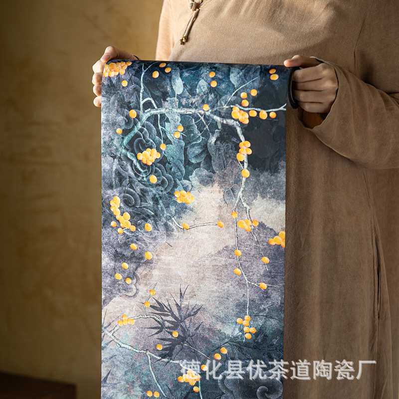 优茶道 云纱防水茶席干泡垫高端桌旗中式双面茶席茶桌布茶道配件