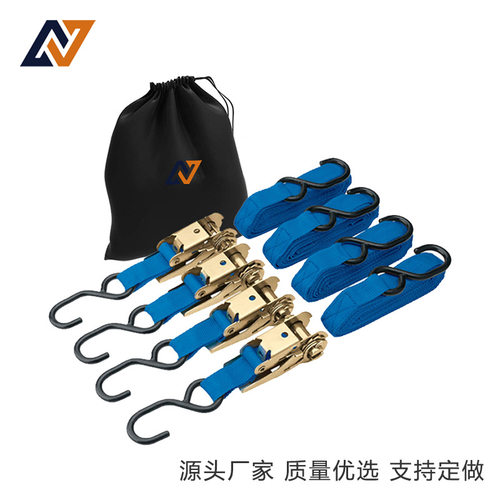 1英寸25MM4件套涤纶捆绑带棘轮系紧带货物行李拉紧器防滑伸缩收紧