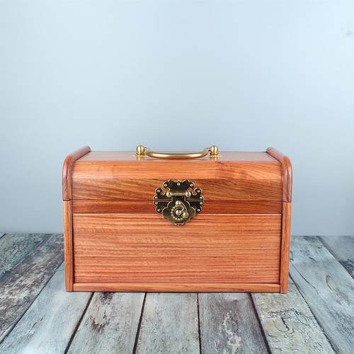 缅甸花梨复古中式手提珠宝首饰盒素面双层收纳百宝箱直销