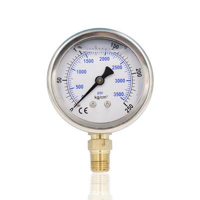 供不锈钢充油耐振压力表径向立装304竖装YN63250KG3500PSI厂销
