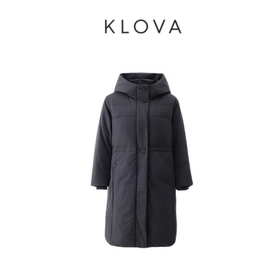 【KLOVA】冬季磁铁灰H型长款连帽羽绒服  YC5744(UN)