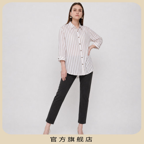 柯罗芭夏季咖色针织小直筒