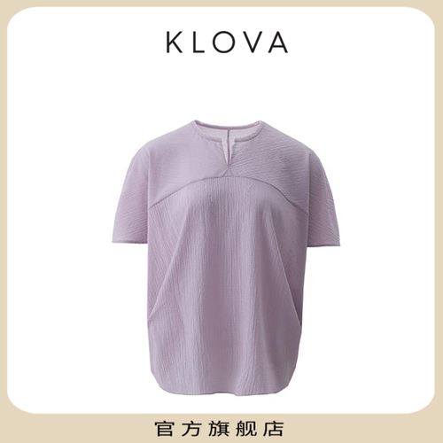 【KLOVA】夏季紫丁色泡泡纱茧形上衣【H】TW4652(UN)