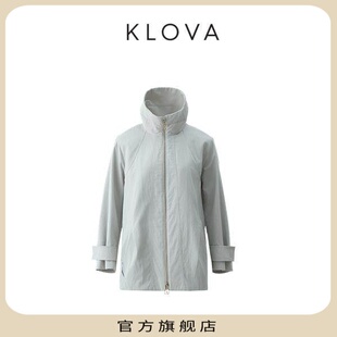 【KLOVA】春秋云雾灰梭织中长款帽领风衣【H】FW5884(UN)