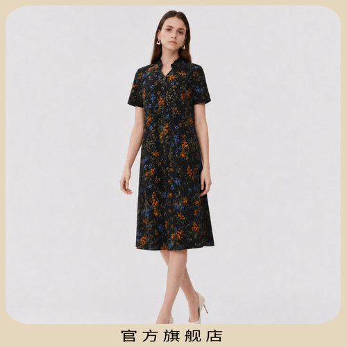 柯罗芭夏季真丝碎花连衣裙