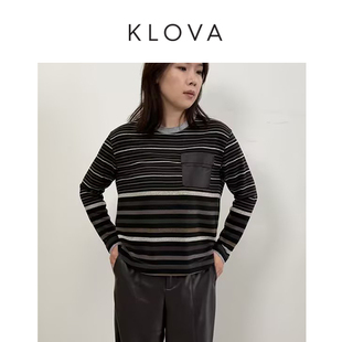 【KLOVA】春秋拼色定位条圆领T恤 【A】 TT6029(AUN)