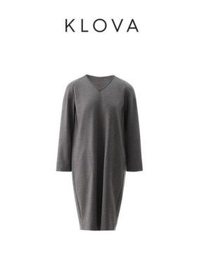 【KLOVA】冬季花烟色茧型V领连衣裙  LY5871(UN)