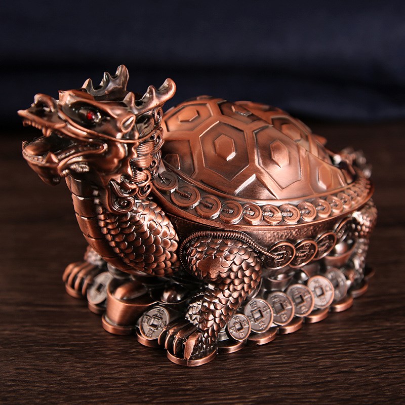 欧式复古龙龟烟灰缸创意个性潮流球形带盖金属多功能办公家居客厅